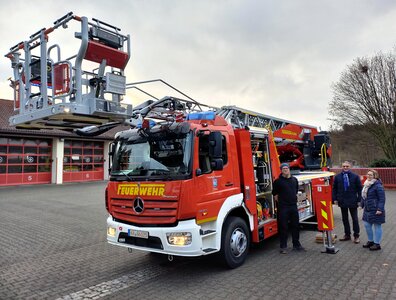 Die neue Drehleiter der Freiwilligen Feuerwehr Flöha. Foto: Knut Berger 