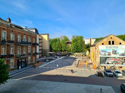 Bauarbeiten auf dem Marktplatz in Flöha gehen voran. Foto: Stadtverwaltung Flöha/ André Stefan